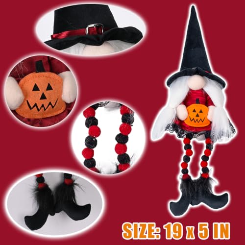 Halloween Witch Gnome Plush Decorations - 3PCS Long Leg Elf Set for Home & Party