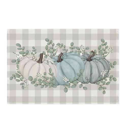 Blue Pumpkins Fall Placemats 24x36 Inch Rectangular Table Mats for Dining Decor - Set of 1