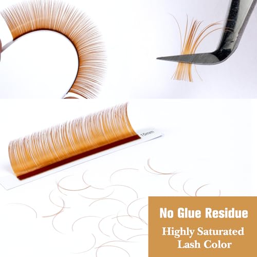 Colored Lash Extensions Light Brown D Curl 0.07mm 8-15mm Salon Use - Variation of Brown-0.07-D