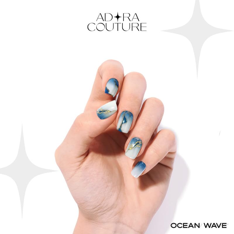 Semi-Cured Gel Nail Strips - Blue Oceanwave Salon-Quality Manicure Kit