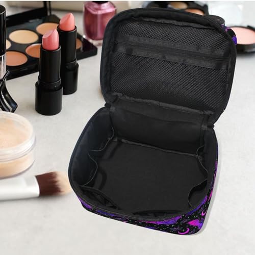 Skulls Purple Bat Gothic Makeup Bag - Large Travel Cosmetic Organizer for Women & Teens
