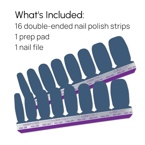 Slate of Mind Double-Ended Nail Polish Strips - 16 Long-Lasting Blue-Gray Manicure