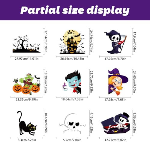Halloween Window Clings Decorations - Black, 9 Sheets Reusable Static Stickers for Home & Office Windows