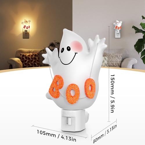 Halloween Ghost Night Light Plug-in Wall Light - Warm White, 2 Pack