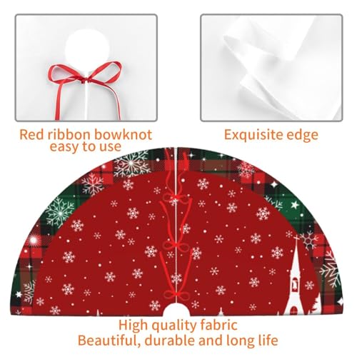 36in Red Green Plaid Christmas Tree Skirt with Santa Variation - Holiday Decor