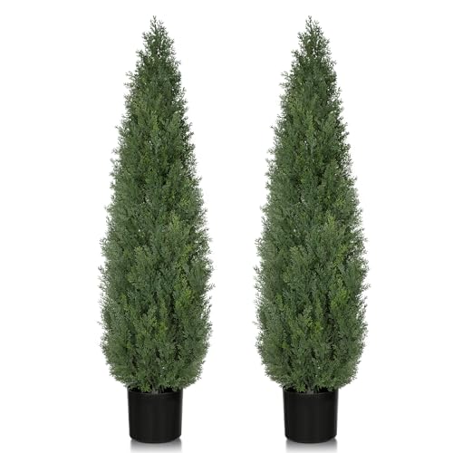 Artificial Cedar Tree Outdoor 4FT - Deep Green UV-Protected Faux Cedar Set