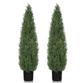 Artificial Cedar Tree Outdoor 4FT - Deep Green UV-Protected Faux Cedar Set