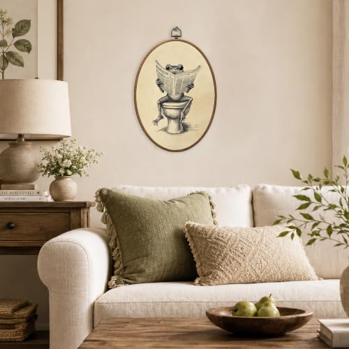 Funny Frog Canvas Wall Art Decor - Oval 8.6x11.4 Inch, Color-06