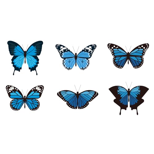 Blue Butterfly Temporary Tattoos Set - 6 Sheets for Halloween Nurse Costume & Cosplay