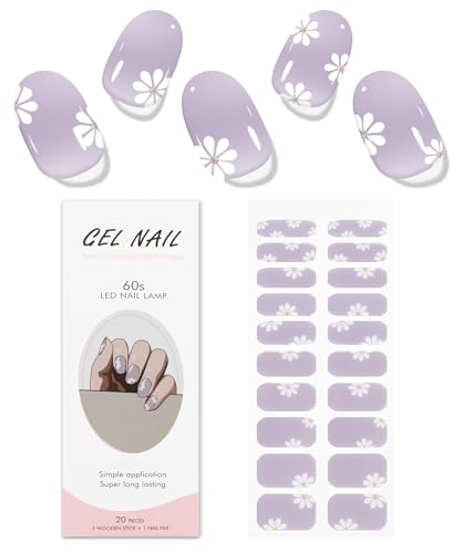 Semi Cured Gel Nail Art Stickers - Flower Design, Long-Lasting Manicure