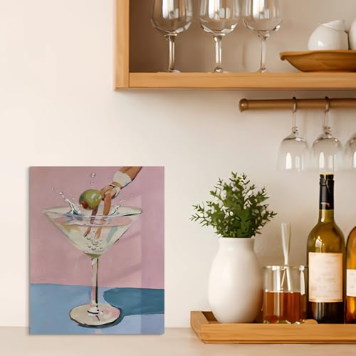 Martini Cocktail Wall Art Canvas - Wine 15 Variation for Bar & Drink Decor