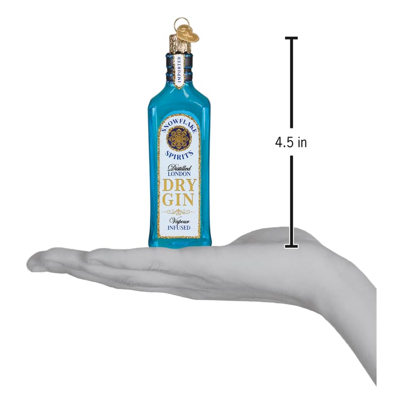 Gin Bottle Glass Blown Ornament - Handcrafted Holiday Decoration, Adult Beverages Collection