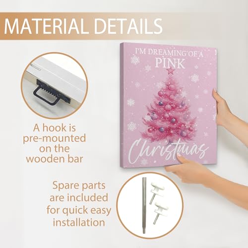 Pink Christmas Tree Canvas Wall Art Decor - Holiday Winter Scene - Variation of THIS listing