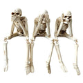 Halloween Skeleton Statues Set of 3 - Resin Gothic Skeleton Decor - See No Evil Hear No Evil Speak No Evil