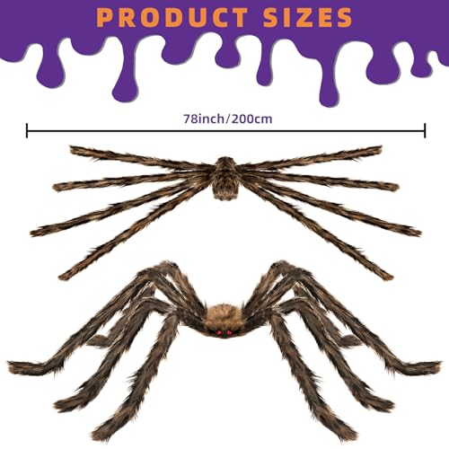 78-Inch Golden Giant Spider Halloween Decorations - 1pc, Eerie & Lifelike Indoor Outdoor Decor