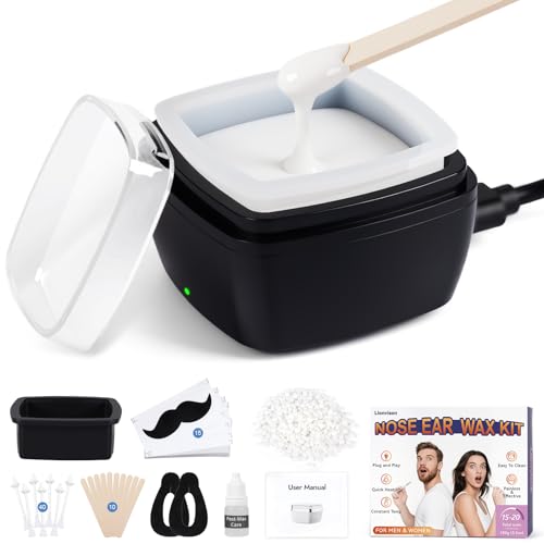 Men's Nose Wax Removal Kit - Fast Heating, Black, 10g Hard Wax Beads