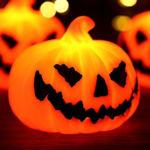 Halloween Flameless Pumpkin Lanterns Set - 3 LED Harvest Decor Lights