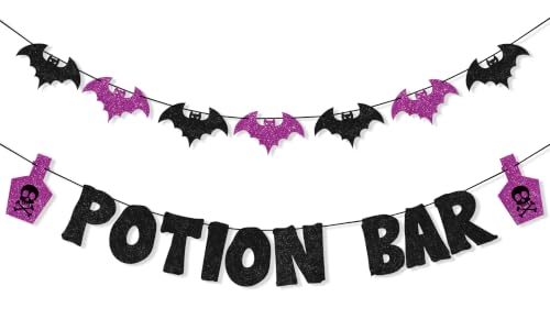 Halloween Banner and Bat Garland Decor - Spooky Party Decorations for Indoor & Outdoor Use