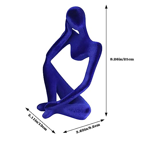 Blue Abstract Thinker Statue - Large Resin Flocked Decor Figurine for Living Room & Office