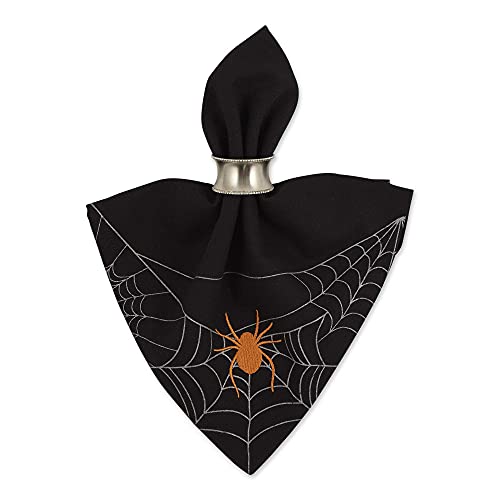 Halloween Spooky Spider Web Napkin Set - 20x20 Inch, 4 Pieces, Reusable Cotton