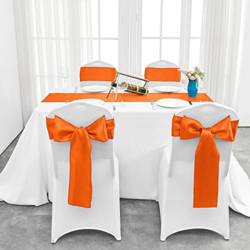 12x108 Inch Orange Satin Table Runner 4-Pack - Elegant Wedding & Party Decor
