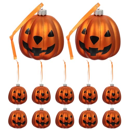 Halloween Pumpkin Hanging Decorations Set - 12 Plastic Ornaments for Festive Indoor & Outdoor Decor