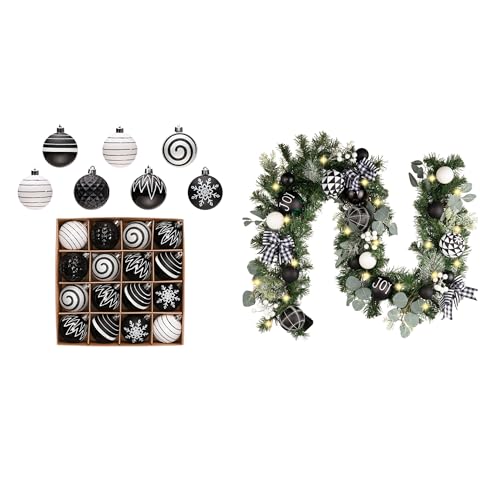 Christmas Decor Bundle - Indoor Outdoor Holiday Decorations for Fireplace & Front Door - 2 Pieces