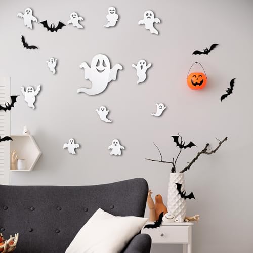 Halloween Wall Stickers Set - 25Pcs Ghost & Bat Decor with Variation Halloween-2
