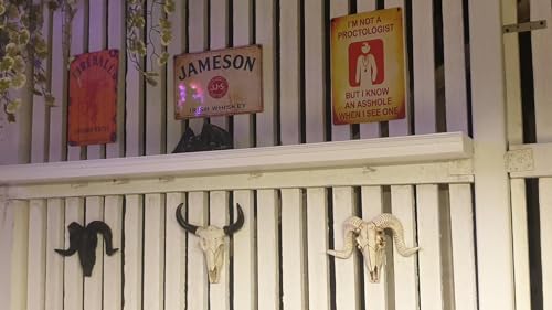 Romeeton Sheep Skull Wall Hanging Decor - Unique Metal & Resin Wall Art for Home & Bar - Variation A