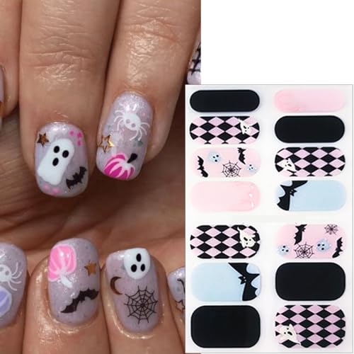 Halloween Ghost Nail Stickers - 11 Variation Self-Adhesive Nail Art Wraps for Fall & Halloween Decorations