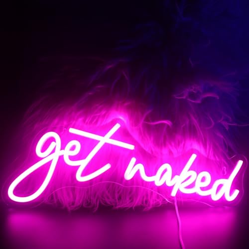 Get Naked Neon Sign Pink - USB Powered Wall Art for Room, Bar, Party & Home Decor