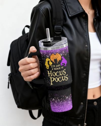 Three Witches 2 Glitter Tumbler with Handle - Halloween Spooky Lover Gift 40oz