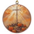 Pumpkins Fall Christian Thanksgiving Wall Art Decor - Rustic Autumn Canvas 10x10 with Hanging Hook
