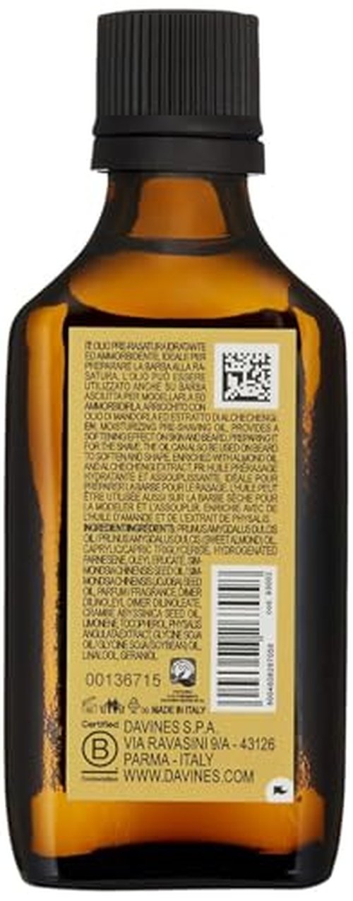 Davines Pasta & Love Pre-Shaving & Beard Oil, Multifunctional Grooming Oil - Softens Coarse Beards & Preps Skin for Shaving - Moisturizing & Non-Greasy, 1.69 Fl Oz