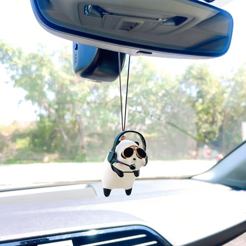 DJ Panda Rearview Mirror Hanging Ornament - Cute Panda Car Decoration, Car Accessory, Interior Decor