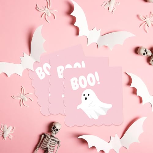 Cute Pink Halloween Ghost Napkins 100 Pcs Lace Edge Disposable Party Tableware