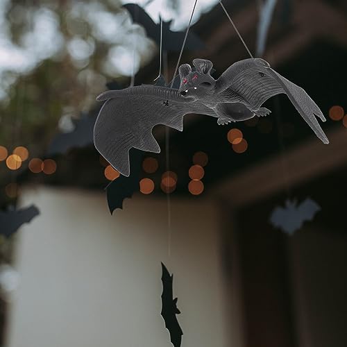 Small Halloween Hanging Rubber Bats - Pack of 2, Realistic Spooky Decor