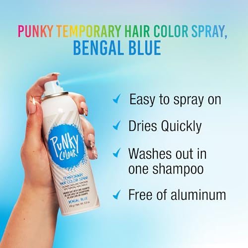 Temporary Hair Color Spray Bengal Blue - Vibrant, Washable, Travel Size
