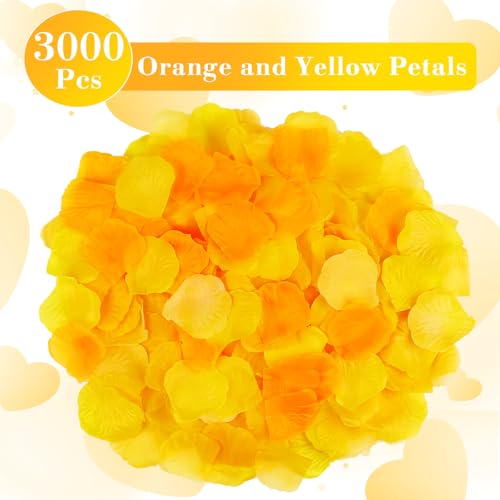 Artificial Orange and Yellow Rose Petals for Wedding and Party Decor - 3000 Pcs