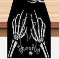 Halloween Skeleton Hand Table Runner 13x72 Inch - Black Decor for Dining