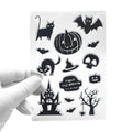 Halloween Pumpkin Lantern Cat Bat Castle Skeleton Dead Tree Clear Silicone Stamp Set - Halloween Area