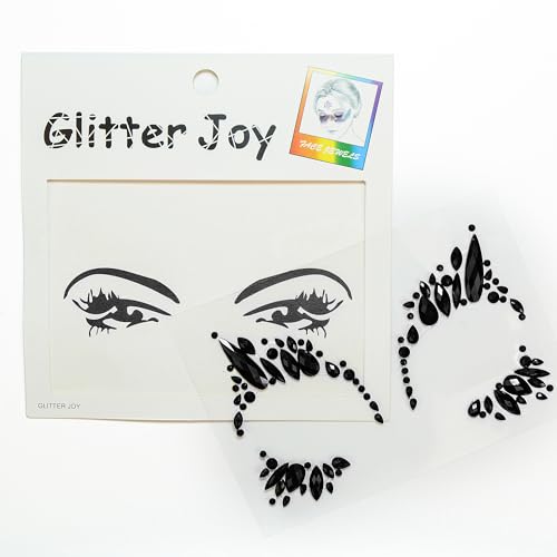 Black Face Gems Stick On Halloween Makeup Jewelry for Women