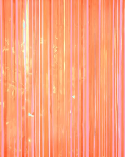 Orange Fringe Curtain 2 Pack - Sunset Party Backdrop for Celebrations