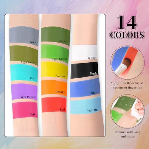 Teal Face & Body Painting Stick for Halloween & Cosplay - Full Coverage Makeup
