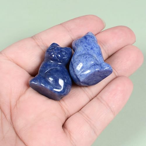 Natural Blue Aventurine Cat Guardian Sculpture - Healing Crystal Home Decor - 30x20x16mm