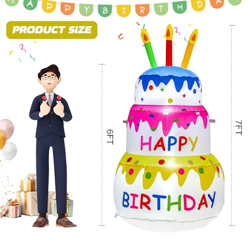 4FT Inflatable Happy Birthday Cake Decorations - Outdoor Yard Lawn Celebration - Variation of THIS Listing