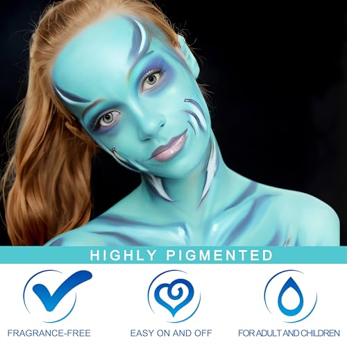 Teal Face Body Paint - Water Based Washable Cosplay Peacock Face Makeup