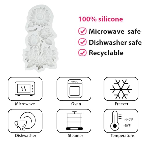 Flower Silicone Mold for Cake Decorating Peony Dahlia Chrysanthemum Style L
