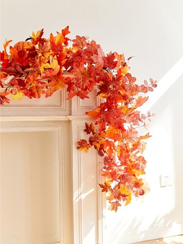 Autumn Maple Leaf Garland - 9FT Fall Decor for Thanksgiving Halloween Home Wedding