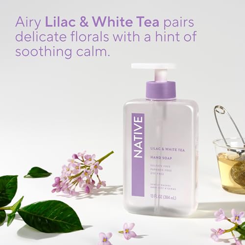 Native Liquid Hand Soap Lilac & White Tea 13 oz - Non-Drying, Plant-Based